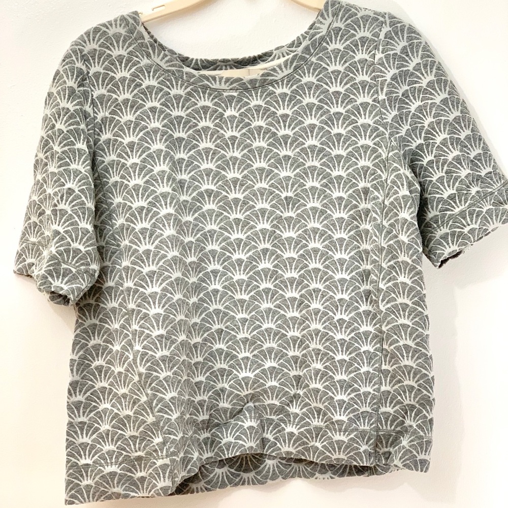 Loft grey short sleeve blouse for work